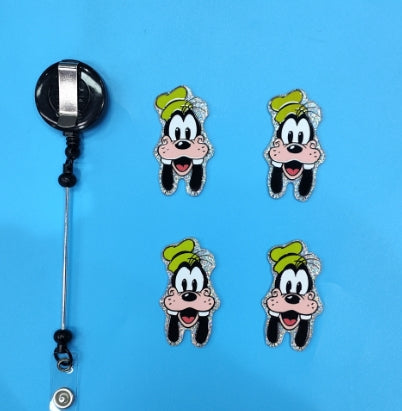 Wholesale 10pcs Hat Dog  Acrylic Flat Back Badge Scroll Keychain